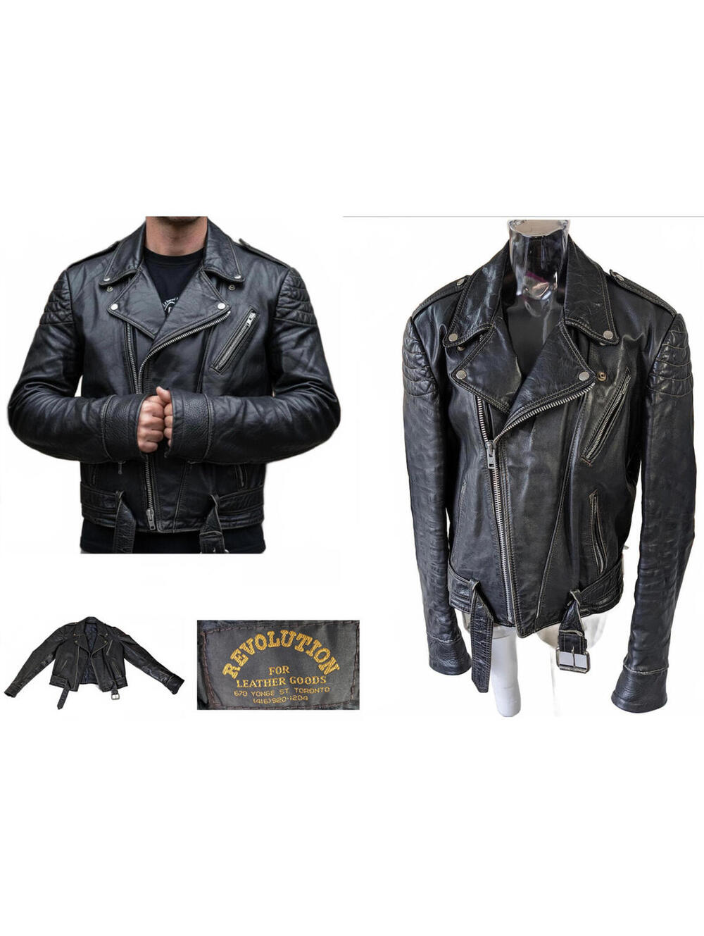 Revolution Canada 1980s Perfecto Biker Jacket Men Leather 44